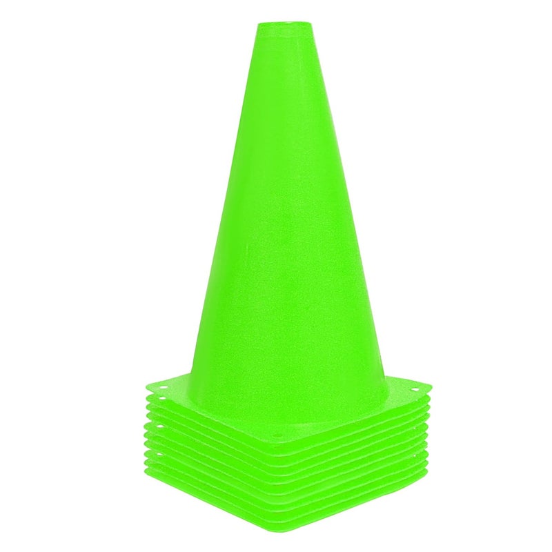 Alyoen 9 inch Traffic Cones, Plastic Sport Cones, Green Soccer Training Cones for Outdoor Activity & Festive Events (Sets of 10/15/ 20) - Image 1